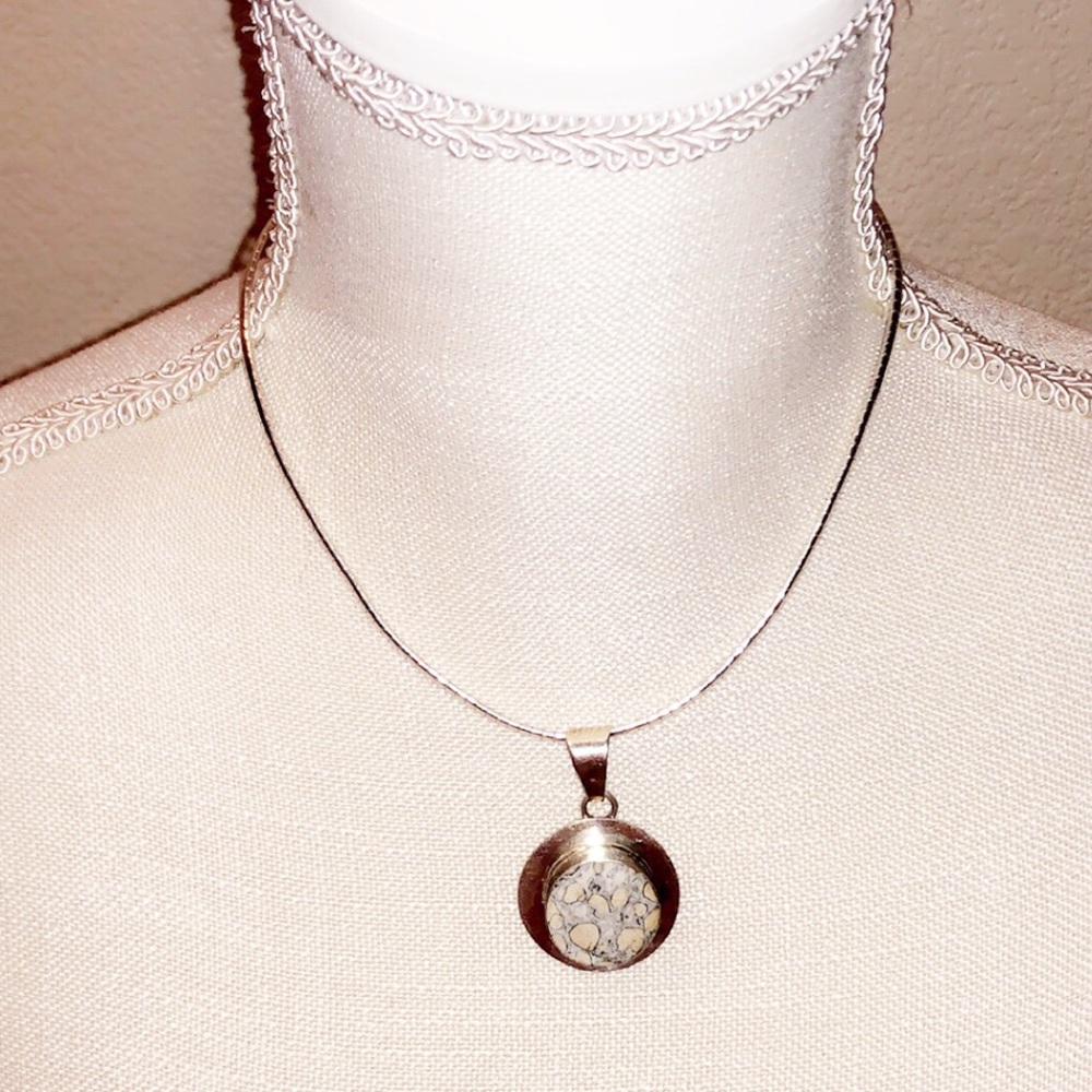 SILVER Stone Pendant Necklace